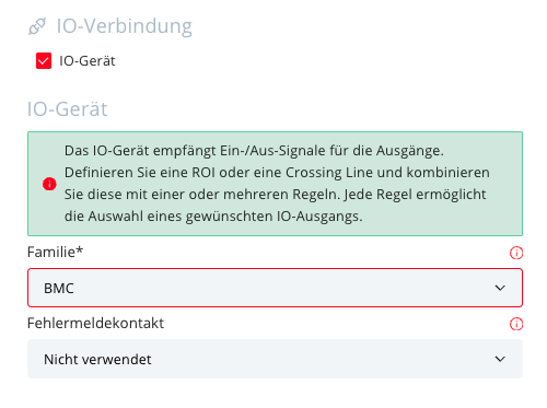 IO-Verbindungseinstellungen