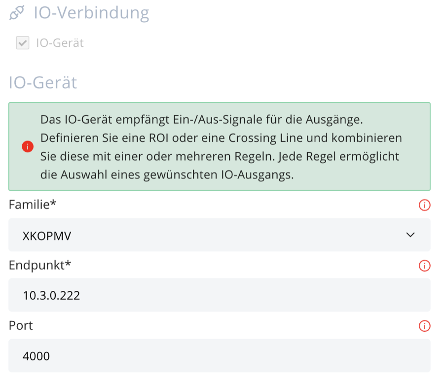 XKOPMV IO-Verbindungseinstellungen